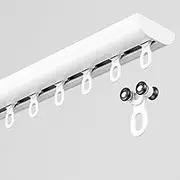 Curtain Single Tracks, Ultra-Thin Curtain Tracks, Ceiling Mount Curtain Rail, Aluminum Alloy Curtain Tracks Rail Set, for Living Room Bedroom Room Divider(White,1.5M)
