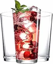 Drinking Glasses Set of 4 Highball Glass Cups 17 oz by Home Essentials Water Colins Cooler Beverage Glassware. For the Bar, Beer, Juice, Iced Tea, and Cocktails. Dishwasher Safe.
