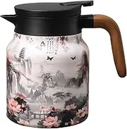 1000ml Vintage Floral Pattern Tea Kettle Built-in Infuser for Loose Teas Stainless Steel Tea Pot Floral Thermal Carafe Infuser Teapot for Coffee Tea Beverage