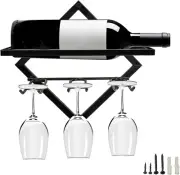 Metal Wall Mounted Wine Holder Stemware Glass Rack, Upgrade Collapsible Wall Han