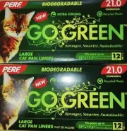 PERF Go Green Kitty Cat Pan Litter 2 Boxes 12 Liners each. X-Strong Large Size.
