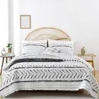 JANZAA Boho Bedding Bedspreads Queen Size,3 PCS Bohemian / Full, White