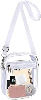 Fibrdoo Clear Crossbody Purse Bag, Clear Bag Stadium Approved with Front Pocket for Concerts Sports Festivals
