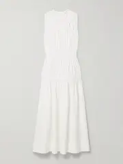 [Proenza Schouler White Label] Proenza Schouler White Label - Tiered Gathered Cotton-poplin Maxi Dress - Off-white - US2 US 2 Off-white