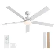 60 Inch Ceiling Fan with Lights and Remote,White Ceiling Fan with 5 Blades,3 ...