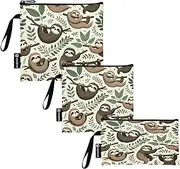 Cute Sloths Sandwich and Snack Bags Reusable Washable Food Storage Pouch with Zipper for Students (Set of 3: S/M/L)