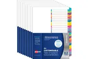 Avery 922007 L7411-26 Customisable Table Of Contents Coloured Dividers A-Z Tabs A4 10 Pack
