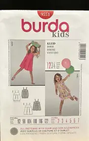 Burda Sewing Pattern 9551 Girls US 2-7 Dress Sewing pattern