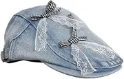 [ESOMAVRIX] Versatile Cowboy Forward Hat for Women Washed & Worn Big Head Circumference Fashionable Beret Style/114
