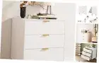 3 Drawer Dresser for Bedroom, Modern Closet Dressers Chest of White Stripe