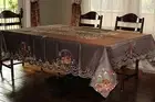 70"x108" Embroidered Holiday Tablecloth Candy Cane Tree Table Topper Home Decor