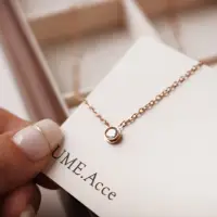 在飛比找momo購物網優惠-【UME.Acce】鈦鋼玫瑰金單鑽項鍊(鈦鋼 鈦鋼項鍊 單鑽