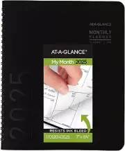 AT-A-GLANCE 2025 Planner, Monthly, 7" x 8-3/4", Medium, Contemporary, Black
