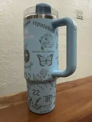 Taylor Swift "Pop-star" Theme 30 Oz Stanley Powder Blue Crush Laser Engraved