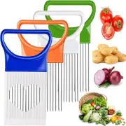 4PCS Onion Holder Slicer Set,Stainless Steel Fruit Tomato Lemon Potato Vegetable