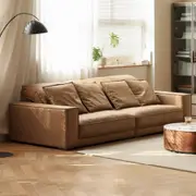Waller Leathaire Upholstered Three Seater Sofa in Camel Color/Fabric/Vintage Tan