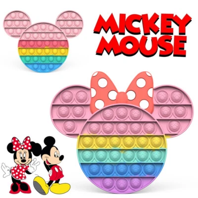 Cute Mickey Minnie Push Pop It Bubble Fidget Toy Sensory Stress Relief Xmas Gift