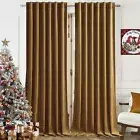 Gold Brown Velvet Curtains 96 inches 2 Panels, Light Blocking Curtains for Be...