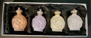 Set Of 4 CIO Exclusive Collection Czech Frosted Glass Mim Perfume Bottles NEW
