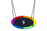 Tree Swing Seat Chair Set Childrens Hanging Outdoor Indoor Round Flying Saucer Playset Outsides Garden Camping 2 Sides Disc Straps Carabiners Kidbot