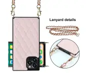 Crossbody case for iPhone 14 Plus with detachable lanyard - Pink