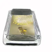 Bee Glass Ashtray D4 4"x3" Honey Swarm BumbleBee Winged Insect Bug