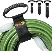 Easy-Carry Hook and Loop Straps 3-Pack Black with Handle for Cable Hose