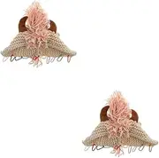 [LIFKOME] 2pcs Fashionable Cartoon Animals Hat Knitted Plush Hat with Horns Ideal for Parties Outdoor Fun