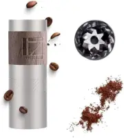 Q Manual Coffee Grinder, Mini Slim Travel Sized Fits in the Plunger, Stainless S