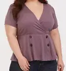 Torrid Plus Size 5 Mauve Purple Challis Peplum Top 5x 28 New Womens Shirt