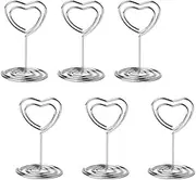 20pcs Mini Place Card Holders Table Number Stand Table Card Holder Wire Table Picture Photo Holder with Heart Shape Menu Memo Clips for Wedding Party, Silver