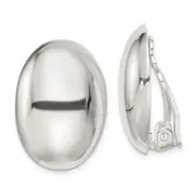 Sterling Silver Polished Non-Pierced 25X18mm Oval Button Earrings
