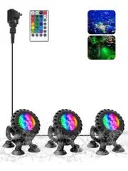 T-SUN Colored Pond Lights with Timer, LED Underwater Pond Light Submersible F...