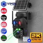 Home Security Camera 4G Dual Lens 360 Solar 20X Zoom Laser Night Vision 2K 64GB