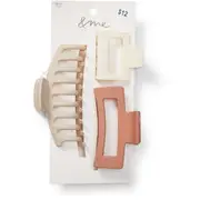 &me Women's Neutral Claw Clip 3 Pack - Multi