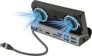Docking Station Compatible with Steam Deck, 10 in 1 for Rog Ally Dock, Station with 5 USB 3.0 2.0 Dual Cooling Fan HD Multimedia Interface 4K at 60Hz 100W Charging