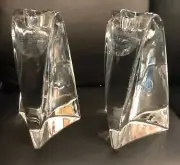Nambe Crystal Fountain Candlesticks 6.5" Set of 2