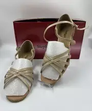 Stephanie Women Leather Tan Ballroom-Dance Shoes Heels Sz 9 NEW-Style16003-51X