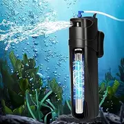 Sun JUP-01 U-V Filter for Aquarium Tank, Internal Green Water Killer, 4-in-1 Submersible Machine Filter Pump Fit 40-80 Gallon Fish Tank, Submersible Aquarium Pump 9W 211GPH, 2X Replace filter sponge