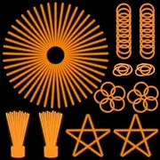 ILHSTY 100 pk Glow Sticks Bulk Party Favors and Decorations - 8" Glow in the Dark Party Supplies For Halloween Neon Party Light up Glow sticks Necklaces & Bracelets (Orange*100)
