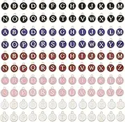 EMSea 130PCS 26 Alphabet Letters Charms Pendants A-Z Double Sided Initial Enamel Mixed Letter Beads for Necklace Bracelet Jewelry Making DIY Craft Supplies