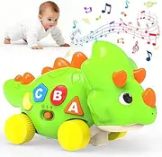 Baby Toy 6-36 Months, Dino Crawling Toy with Light and Music, Musical Children's Toy with Automatic Obstacle Avoidance, Motor Skills Toy from 1 Year for Baby Gift Boys and Girls