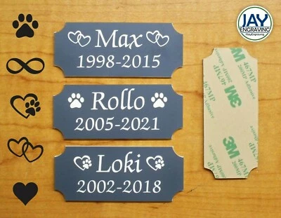 Custom Engraved 1.25x3 Gray Pet Memorial Urn Plaque | Sign Plate Tag Dog Cat