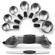 Magnetic Measuring Cups & Spoons Set (Patent Pending), Strong N45 Magnets, He...