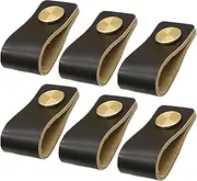 6 pcs Children's Room Anti-Collision Leather Handle Nordic Kitchen Door Handle, Leather Knobs Cupboard Cabinet Drawer Pulls - (Color: Black)