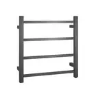 Brushed Gun Metal Grey Square Electric Heated Towel Rack 4 Bars Towel Rail