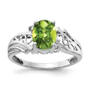 14k White Gold 8x6mm Oval Peridot Checker A Real Diamond ring