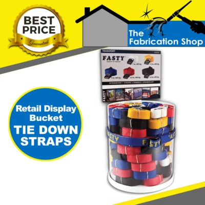 60 Fasty Tie Down Straps, Display Retail Bucket Lashing Cargo Secure Load FAS127