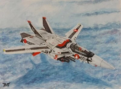 VF-1A/S Fighter Valkyrie Tomcat Fighter Macross Robotech Original Illustration