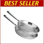 Professional 5-Ply Frying Pan Set - 10" & 12" for All Cooktops, Dishwasher Safe